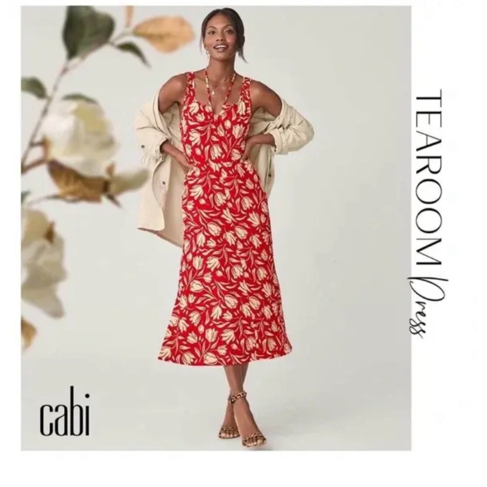 CAbi Red Scoop Neck Sleeveless Midi Sundress